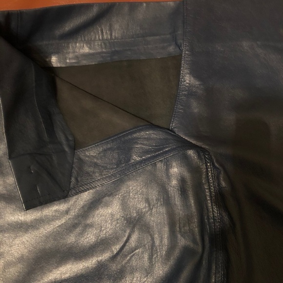 1970s to 1980s Emanuel Ungaro Parallele Paris Navy Blue Leather Skirt Size XS/S - Picture 7 of 11